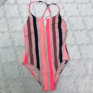 NWT Striped Strappy one piece bathing suit